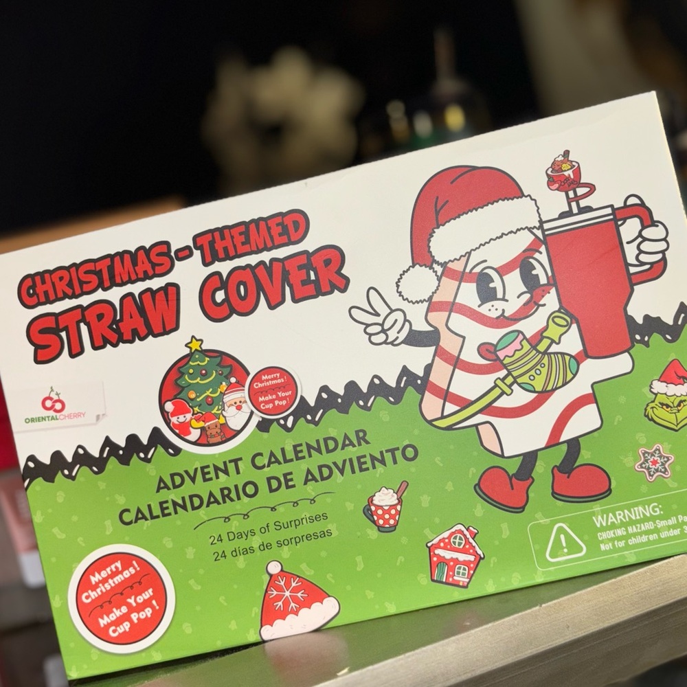Holiday / Christmas tumbler straw toppers advent calendar 24 days